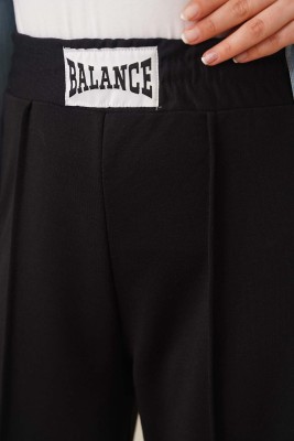 Balance Armalı Bol Paça Pantolon Siyah - Thumbnail