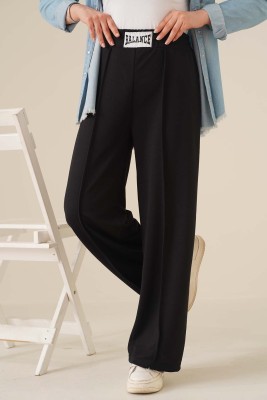 Balance Armalı Bol Paça Pantolon Siyah - Thumbnail