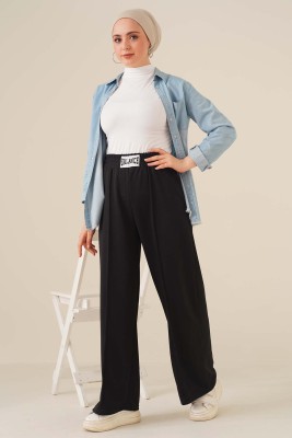 Balance Armalı Bol Paça Pantolon Siyah - Thumbnail