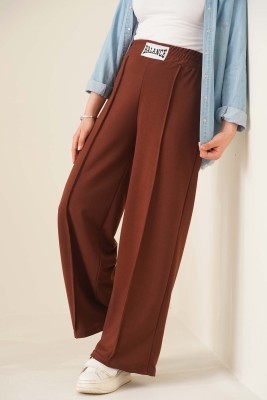 Balance Armalı Bol Paça Pantolon Kahve - Thumbnail