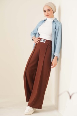 Balance Armalı Bol Paça Pantolon Kahve - Thumbnail