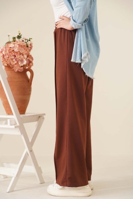 Balance Armalı Bol Paça Pantolon Kahve - Thumbnail