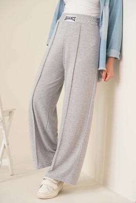 Balance Armalı Bol Paça Pantolon Gri - Thumbnail