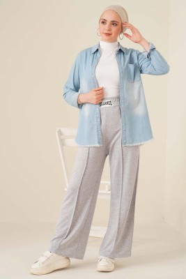 Balance Armalı Bol Paça Pantolon Gri - Thumbnail