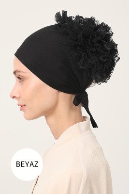 Fırfırlı Beyaz Bone - Thumbnail