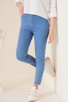 Dar Paça Halka Detaylı Orta Kot Pantolon - Thumbnail