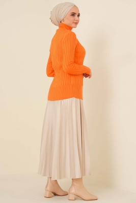 Yarım Boğazlı Fitilli Kazak Oranj - Thumbnail