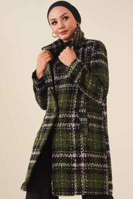 Astarlı Tek Düğmeli Kaban Haki - Thumbnail