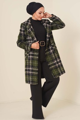 Astarlı Tek Düğmeli Kaban Haki - Thumbnail