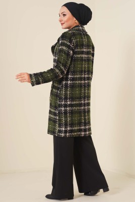 Astarlı Tek Düğmeli Kaban Haki - Thumbnail