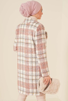 Astarlı Tek Düğmeli Kaban Pudra - Thumbnail