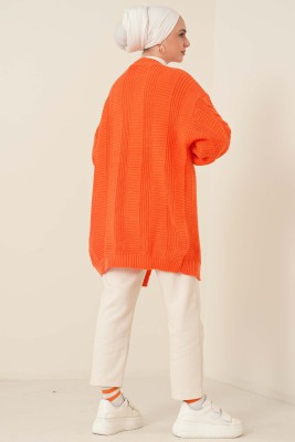 Önden Düğmeli Örgü Hırka Oranj - Thumbnail
