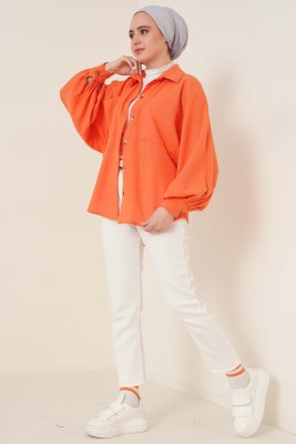 Beli Lastikli Keten Pantolon Ekru - Thumbnail