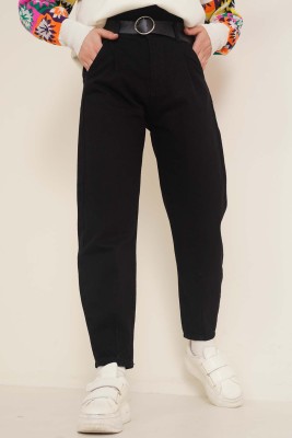 Dar Paça Pensli Kot Pantolon Siyah - Thumbnail