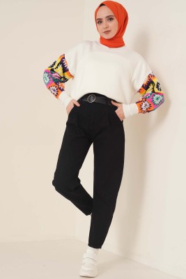 Dar Paça Pensli Kot Pantolon Siyah - Thumbnail