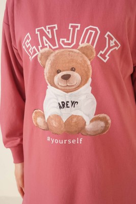 Ayıcık Baskılı Tunik Gül Kurusu - Thumbnail