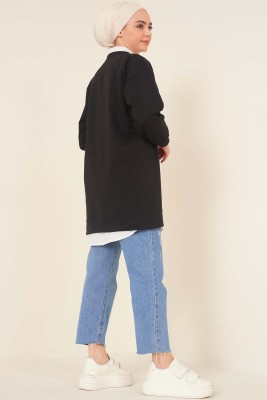 Ayıcık Baskılı Tunik Siyah - Thumbnail