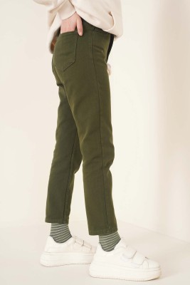 Düz Boyfriend Haki Pantolon - Thumbnail