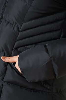 Çıkarılabilir Kapüşonlu Şişme Mont Siyah - Thumbnail