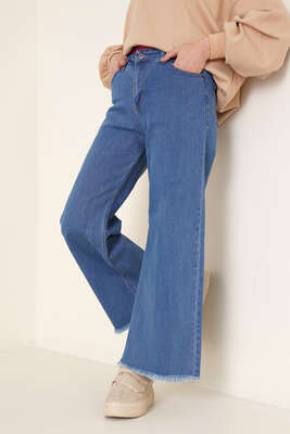 Kısa Püsküllü Kot Pantolon Kot Mavisi - Thumbnail