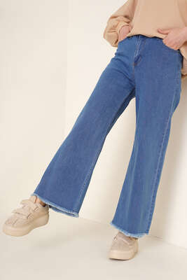 Kısa Püsküllü Kot Pantolon Kot Mavisi - Thumbnail