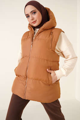 Üç Cepli Şişme Yelek Taba - Thumbnail