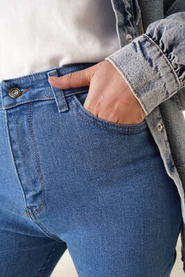 Dar Paça Skinny Jean Pantolon Açık Mavi - Thumbnail