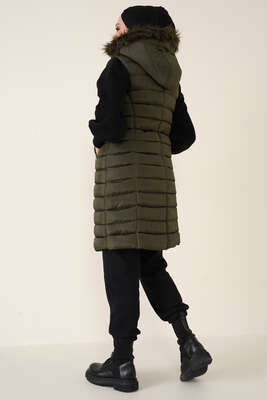 Cep Fermuarlı Şişme Yelek Haki - Thumbnail