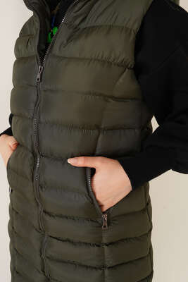 Cep Fermuarlı Şişme Yelek Haki - Thumbnail