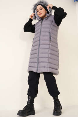 Cep Fermuarlı Şişme Yelek Antrasit - Thumbnail