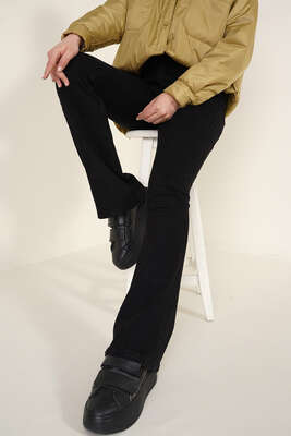 İspanyol Paça Jean Pantolon Siyah - Thumbnail