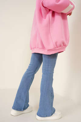 İspanyol Paça Jean Pantolon Açık Mavi - Thumbnail