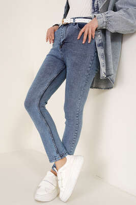 Pazarium - Regular Fit Likralı Pantolon Kar Orta