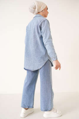 Oval Kesim Ceket Açık Kot - Thumbnail