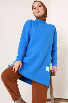 Pazarium - Arma Detaylı Üç İplik Tunik İndigo