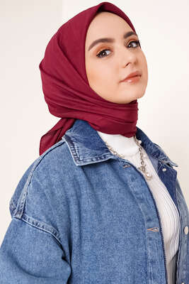 Bambu Kraş Eşarp Bordo - Thumbnail