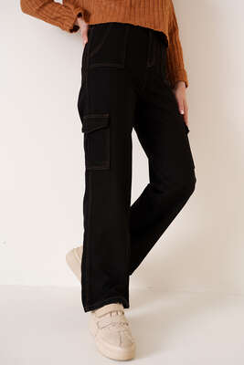 Cepli Kargo Pantolon Siyah Taba - Thumbnail