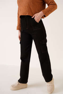 Cepli Kargo Pantolon Siyah Taba - Thumbnail