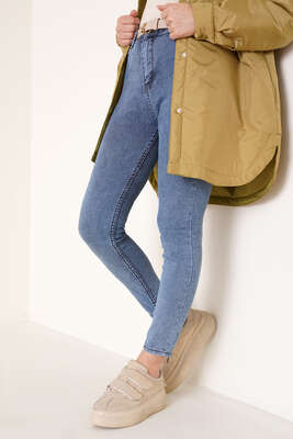 Pazarium - Dar Paça Likralı Pantolon Kar Orta 