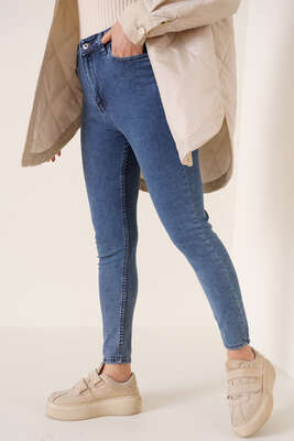 Dar Paça Likralı Pantolon Kar Koyu - Thumbnail