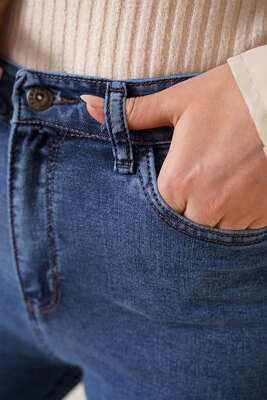 Dar Paça Likralı Pantolon Kar Koyu - Thumbnail