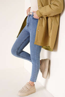 Dar Paça Likralı Pantolon Kar Açık - Thumbnail