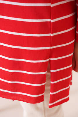 Şeritli Tunik Kırmızı - Thumbnail