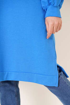 Yırtmaçlı Uzun Tunik Saks - Thumbnail