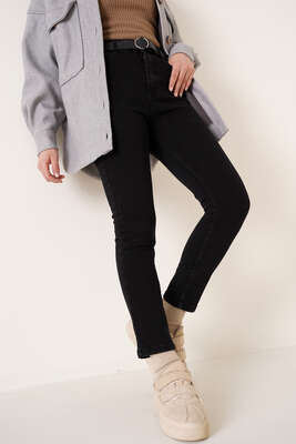 Pazarium - Regular Fit Likralı Pantolon Füme