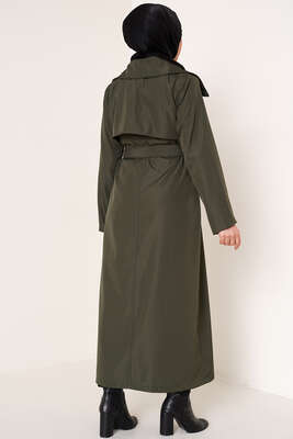 Düğmeli Trençkot Haki - Thumbnail