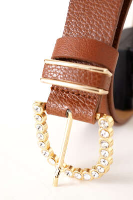 Tokası Oval Pırlantalı Kemer Taba - Thumbnail