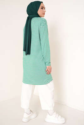İnce Çizgili Tunik Yeşil - Thumbnail