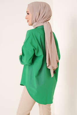 Çift Cep Gömlek Zümrüt Yeşili - Thumbnail