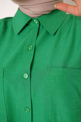 Çift Cep Gömlek Zümrüt Yeşili - Thumbnail